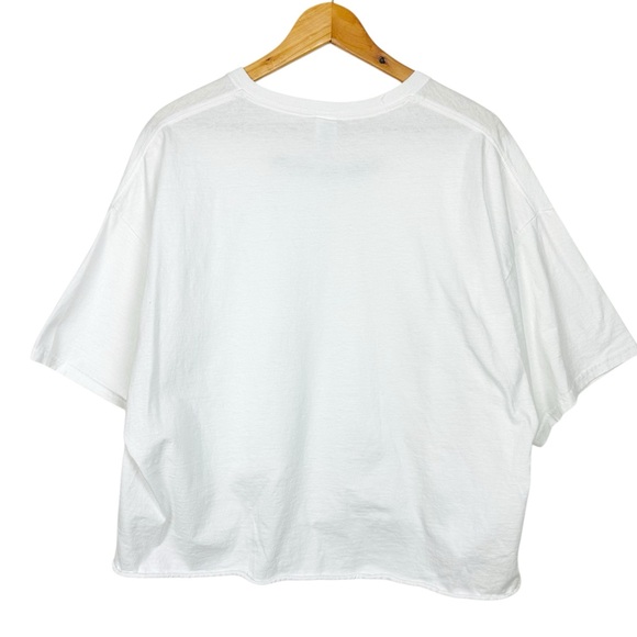 Thanks For Nothing Funny Graphic Boxy Crop Upcycled Distressed Short Sleeve Tee - Picture 2 of 10